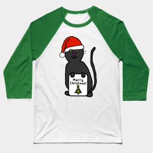 Cute Cat says Merry Christmas Baseball T-Shirt